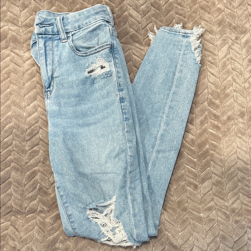 Stylish AMERICAN EAGLE Light Blue Ripped Skinny Jeans